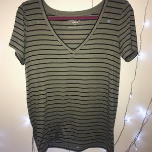 EXPRESS OLIVIE & BLACK STRIPED SKIMMING TEE